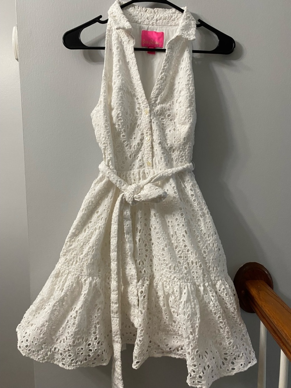 Lilly Pulitzer White Eyelet Sleeveless Collared Midi Dress